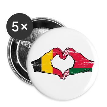 Belgien Belarus Flagge Hände Herzform used - Buttons klein 25 mm (5er Pack) - Weiß - Vorne