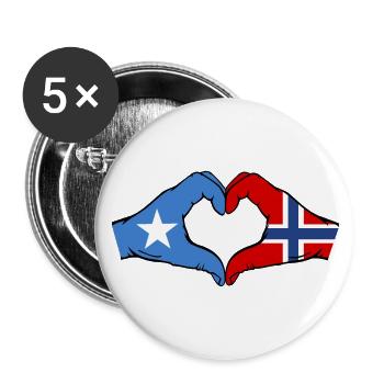 Somalia Norwegen Flagge Hände Herzform - Buttons klein 25 mm (5er Pack) - Weiß - Vorne