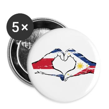 Costa Rica Philippines flag hands heart shape used - Buttons small 1''/25 mm (5-pack) - white - Front