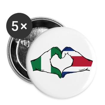 Nigeria Costa Rica Flag Hands Heart Shape - Buttons small 1''/25 mm (5-pack) - white - Front
