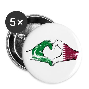 Pakistan Qatar flag hands heart shape used - Buttons small 1''/25 mm (5-pack) - white - Front