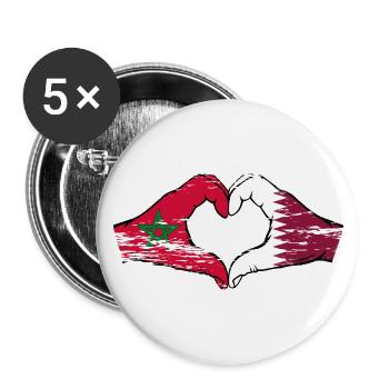 Morocco Qatar flag hands heart shape used - Buttons small 1''/25 mm (5-pack) - white - Front