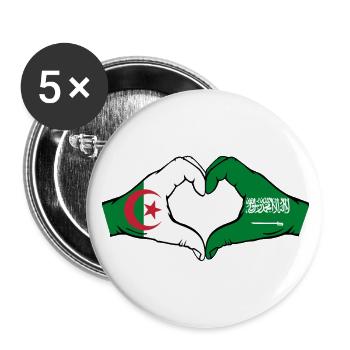 Algeria Saudi Arabia Flag Hands Heart Shape - Buttons small 1''/25 mm (5-pack) - white - Front