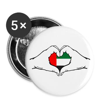 United Arab Emirates Flag Heart - Buttons small 1''/25 mm (5-pack) - white - Front