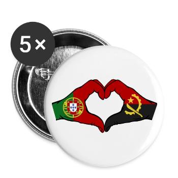 Portugal Angola Flagge Hände Herzform - Buttons klein 25 mm (5er Pack) - Weiß - Vorne