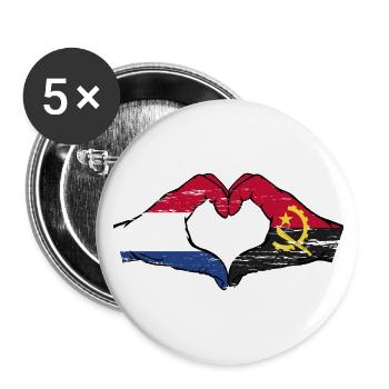 Holland Angola Flagge Hände Herzform used - Buttons klein 25 mm (5er Pack) - Weiß - Vorne