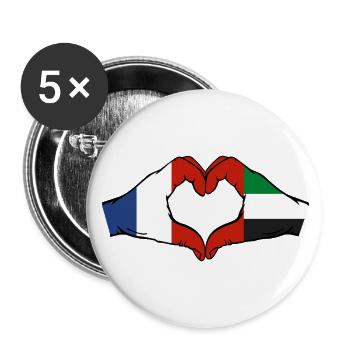 Frankreich Vereinigte Arabische Emirate Herz - Buttons klein 25 mm (5er Pack) - Weiß - Vorne