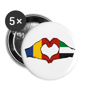 Rumänien Vereinigte Arabische Emirate Herz - Buttons klein 25 mm (5er Pack) - Weiß - Vorne