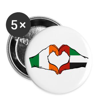 Irland Vereinigte Arabische Emirate Herz - Buttons klein 25 mm (5er Pack) - Weiß - Vorne
