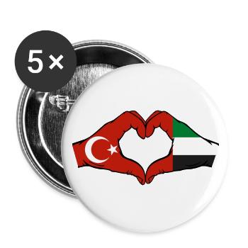 Turkey United Arab Emirates Heart - Buttons small 1''/25 mm (5-pack) - white - Front