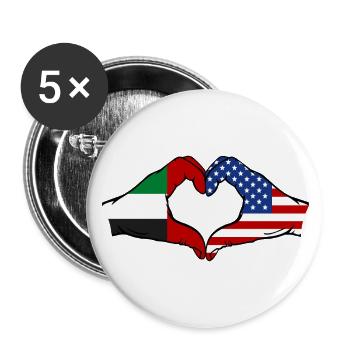 Vereinigte Arabische Emirate USA Herz - Buttons klein 25 mm (5er Pack) - Weiß - Vorne