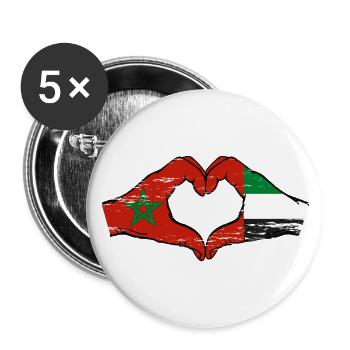 Morocco United Arab Emirates Heart - Buttons small 1''/25 mm (5-pack) - white - Front