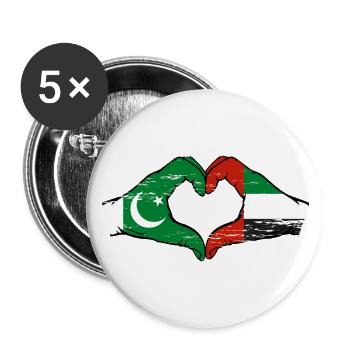 Pakistan United Arab Emirates Heart - Buttons small 1''/25 mm (5-pack) - white - Front