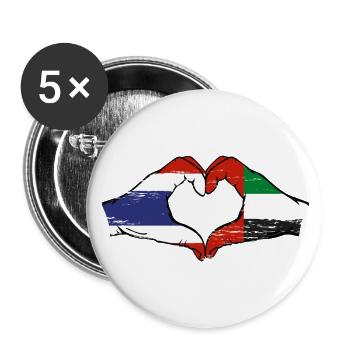 Thailand Vereinigte Arabische Emirate Herz - Buttons klein 25 mm (5er Pack) - Weiß - Vorne