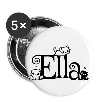 Ella Name Vorname Kätzchenname - Buttons klein 25 mm (5er Pack) - Weiß - Vorne
