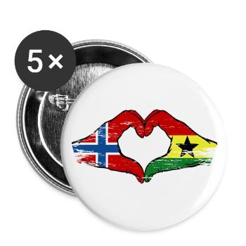 Norway Ghana flag hands heart shape used - Buttons small 1''/25 mm (5-pack) - white - Front