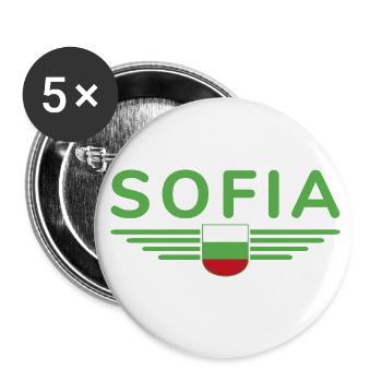 Sofia Design – Fière de la capitale bulgare - Lot de 5 petits badges (25 mm) - blanc - Devant