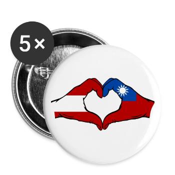 Austria Taiwan Flag Hands Heart Shape - Buttons small 1''/25 mm (5-pack) - white - Front