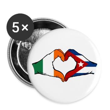 Irlande Cuba Drapeau Mains Coeur Forme - Lot de 5 petits badges (25 mm) - blanc - Devant