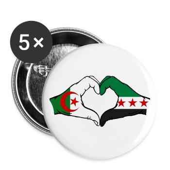 Algérie Syrie Drapeau Mains Coeur Forme - Lot de 5 petits badges (25 mm) - blanc - Devant