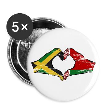 Jamaika Belarus Hände Herzform used - Buttons klein 25 mm (5er Pack) - Weiß - Vorne
