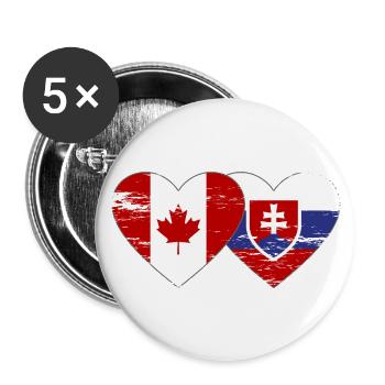 Kanada Slowakei Flagge Herz used - Buttons klein 25 mm (5er Pack) - Weiß - Vorne