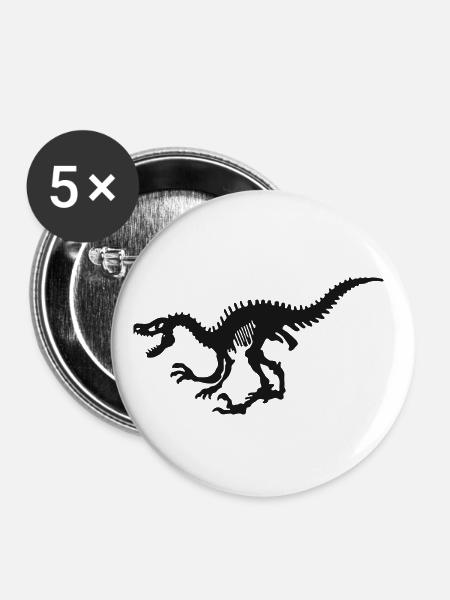 Velociraptor - Buttons klein 25 mm (5er Pack) - Weiß