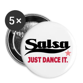 Salsa Just Dance It - Salsa Dance Shirt - Buttons klein 25 mm (5er Pack) - Weiß - Vorne