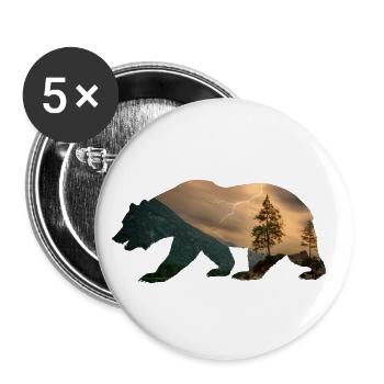 Bear Forest Nature - Gift - Buttons small 1''/25 mm (5-pack) - white - Front