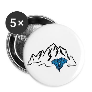 Montagne et gentiane - Lot de 5 petits badges (25 mm) - blanc - Devant
