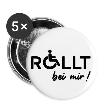 Rollstuhl Rollt bei mir Behindert - Buttons klein 25 mm (5er Pack) - Weiß - Vorne