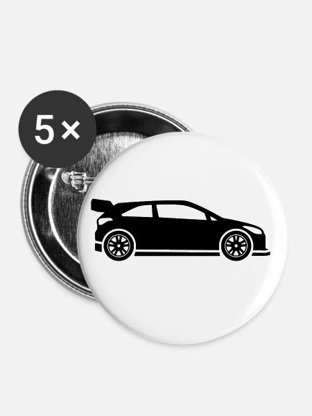 Auto Rennfahrer - Buttons klein 25 mm (5er Pack) - Weiß