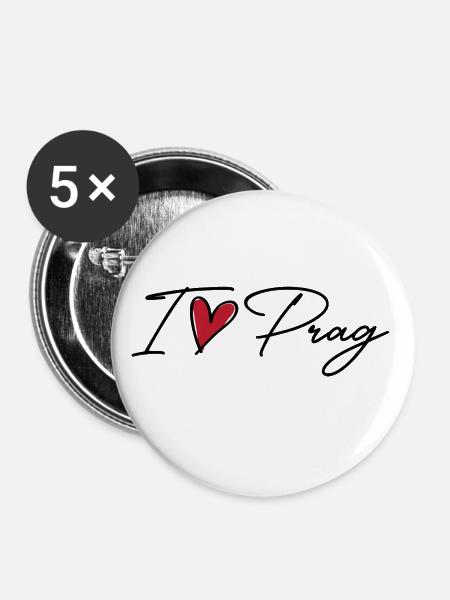 I Love Prag - Buttons klein 25 mm (5er Pack) - Weiß