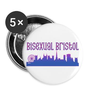 Bisexual Bristol LGBTQI bi pride flag - Buttons small 1''/25 mm (5-pack) - white - Front