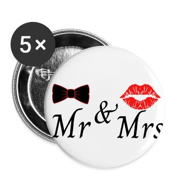 Mr & Mrs - Lot de 5 petits badges (25 mm) - blanc - Devant