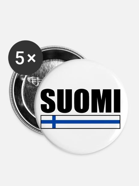 Finnland - Buttons klein 25 mm (5er Pack) - Weiß