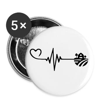 Farm Pulse Heart Love - Buttons small 1''/25 mm (5-pack) - white - Front