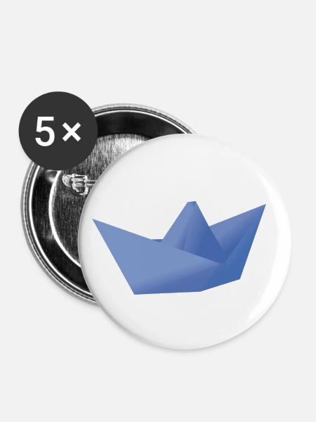 Origami Ship - Buttons klein 25 mm (5er Pack) - Weiß