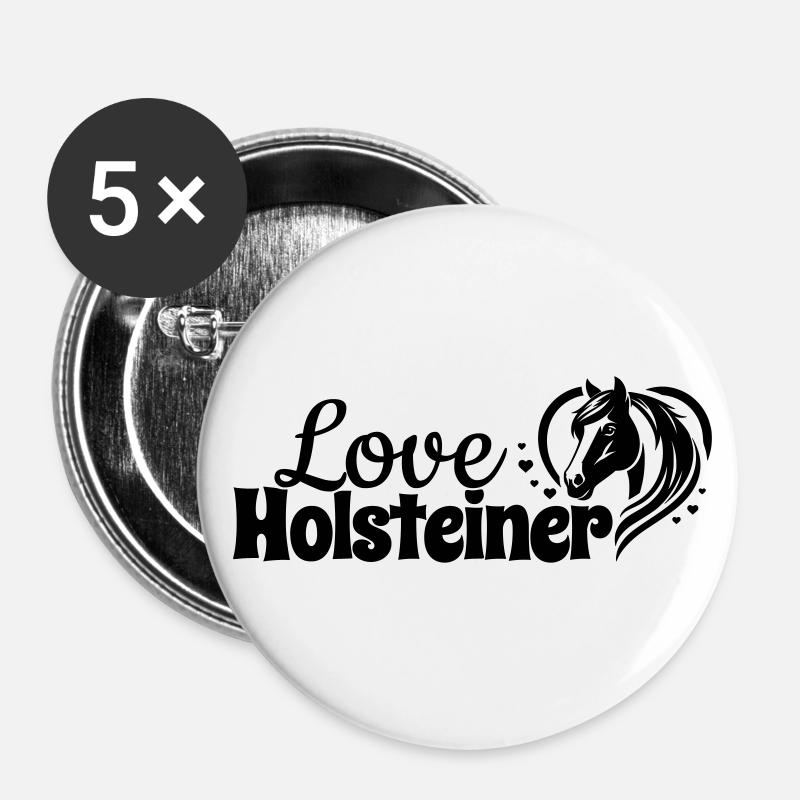 Holsteiner Love Herz Pferdekopf - Buttons klein 25 mm (5er Pack) - Weiß