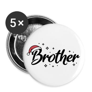 Weihnachtsmütze Brother Bruder - Buttons klein 25 mm (5er Pack) - Weiß - Vorne
