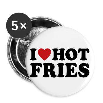 J’adore les frites chaudes frites - Lot de 5 petits badges (25 mm) - blanc - Devant