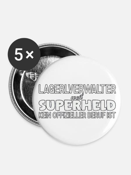 Lagerverwalter Superheld - Buttons klein 25 mm (5er Pack) - Weiß