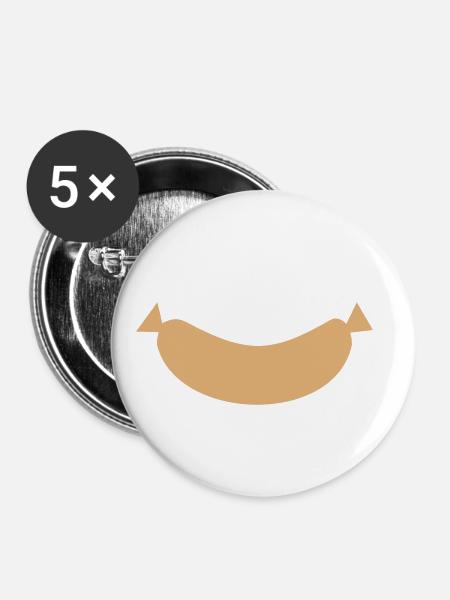 Wurst - Buttons klein 25 mm (5er Pack) - Weiß