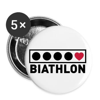 Biathlon Zielscheiben mit Herz - Buttons klein 25 mm (5er Pack) - Weiß - Vorne