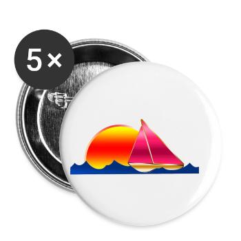Sailing Yacht Sea Sun - Lot de 5 petits badges (25 mm) - blanc - Devant
