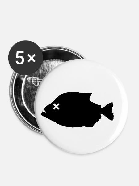 Piranha Fisch - Buttons klein 25 mm (5er Pack) - Weiß