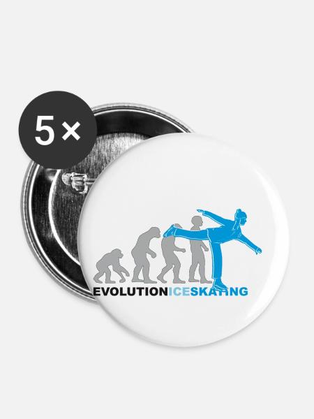 Evolution ice skating, Schlittschuh, Eislaufen - Buttons klein 25 mm (5er Pack) - Weiß