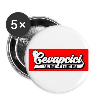 Farben änderbar | Cevapcici - Balkan Grill - Buttons klein 25 mm (5er Pack) - Weiß - Vorne