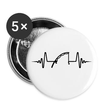 Canne à pêche pulse - Lot de 5 petits badges (25 mm) - blanc - Devant