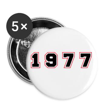 1977 Jahr Zahl - Buttons klein 25 mm (5er Pack) - Weiß - Vorne
